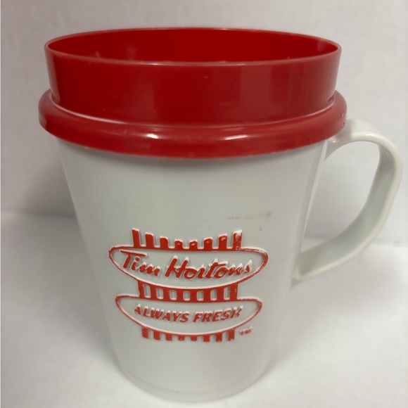 Tim Hortons Travel Mug Small To Go 4.5" Red Lid Vintage Small Coffee - Picture 2 of 4